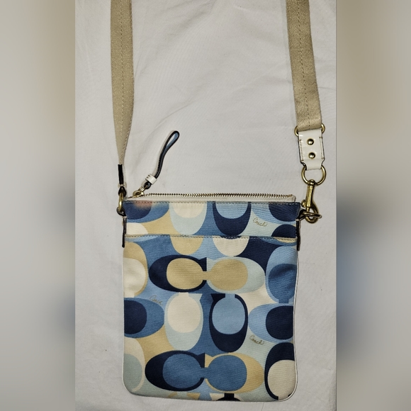 COACH SIGNATURE SWING PACK L0767-41226 SCARF BLUE CROSS BODY - Picture 11 of 12